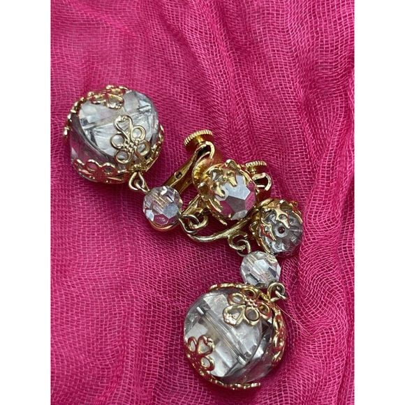 Stunning 50s VTG Vendome Graduated Crystal Beaded Necklace Gold Filigree Wrapped - Picture 4 of 6